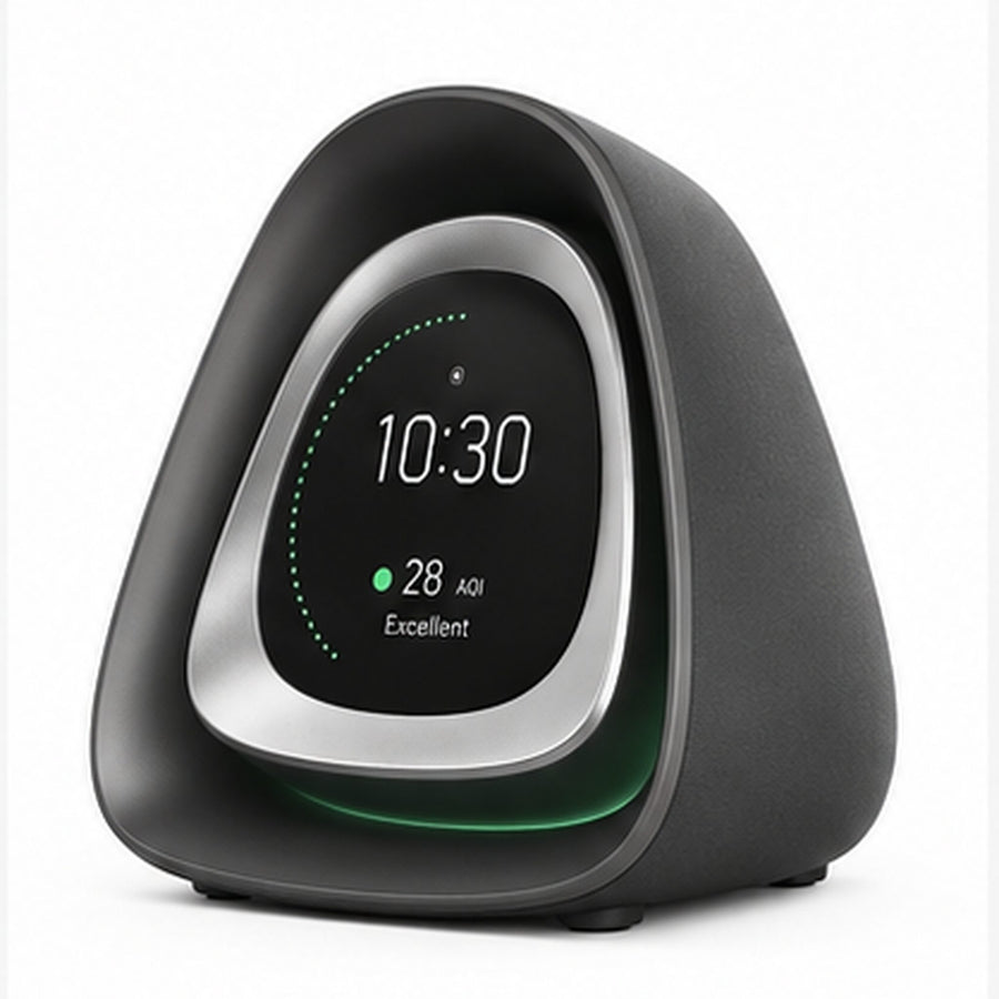 AirClock Halo – Horloge de bureau avec indicateur de qualité de l’air